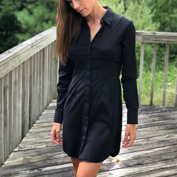 Theory Black Button Down Shirt Dress 
